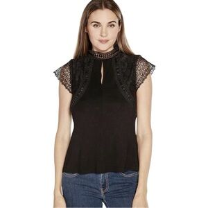 Belldini Black Fitted Lace Blouse medium